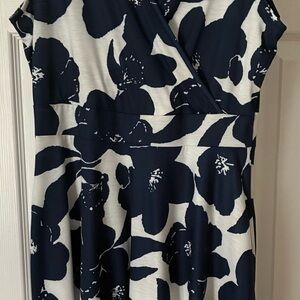 Floral Wrap Dress in Navy and White